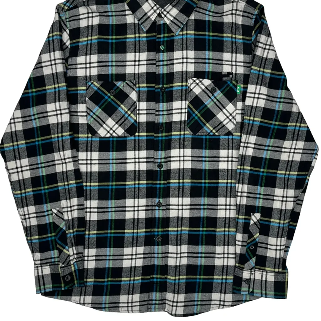 Oakley Checked Flannel Shirt - Large Black Cotton - Image 4