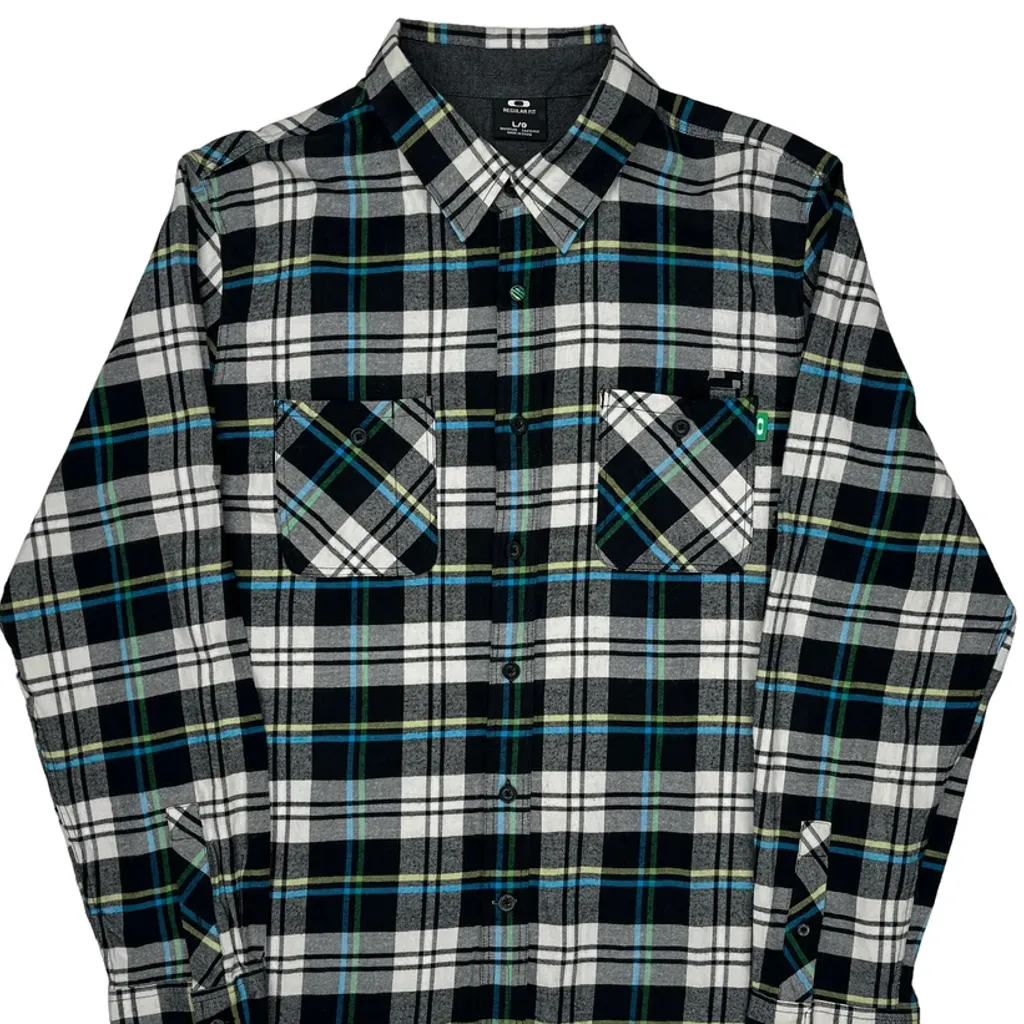Oakley Checked Flannel Shirt - Large Black Cotton - Image 5