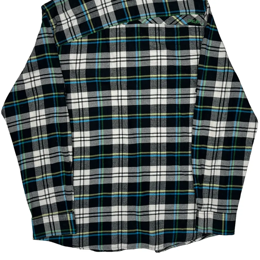 Oakley Checked Flannel Shirt - Large Black Cotton - Image 7