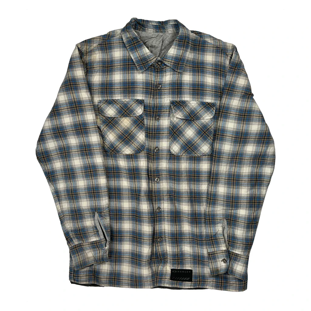 Oakley Checked Flannel Shirt - Medium Blue Cotton