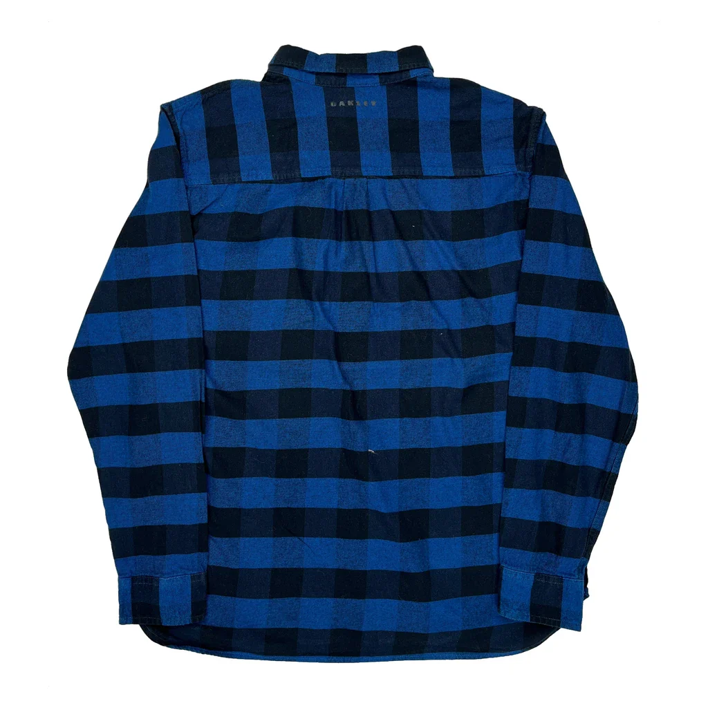 Oakley Checked Flannel Shirt - XL Blue Cotton - Image 2
