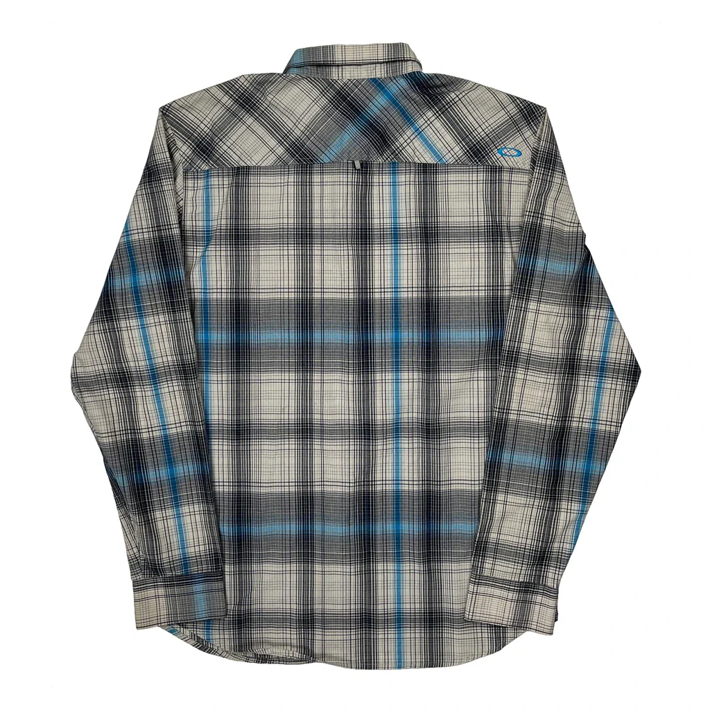 Oakley Checked Flannel Shirt - Medium Grey Cotton - Image 2