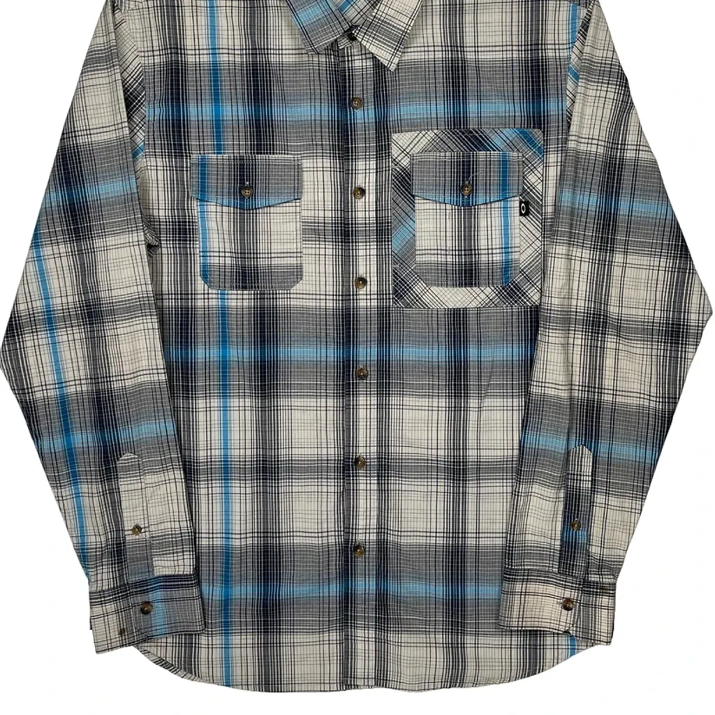 Oakley Checked Flannel Shirt - Medium Grey Cotton - Image 4