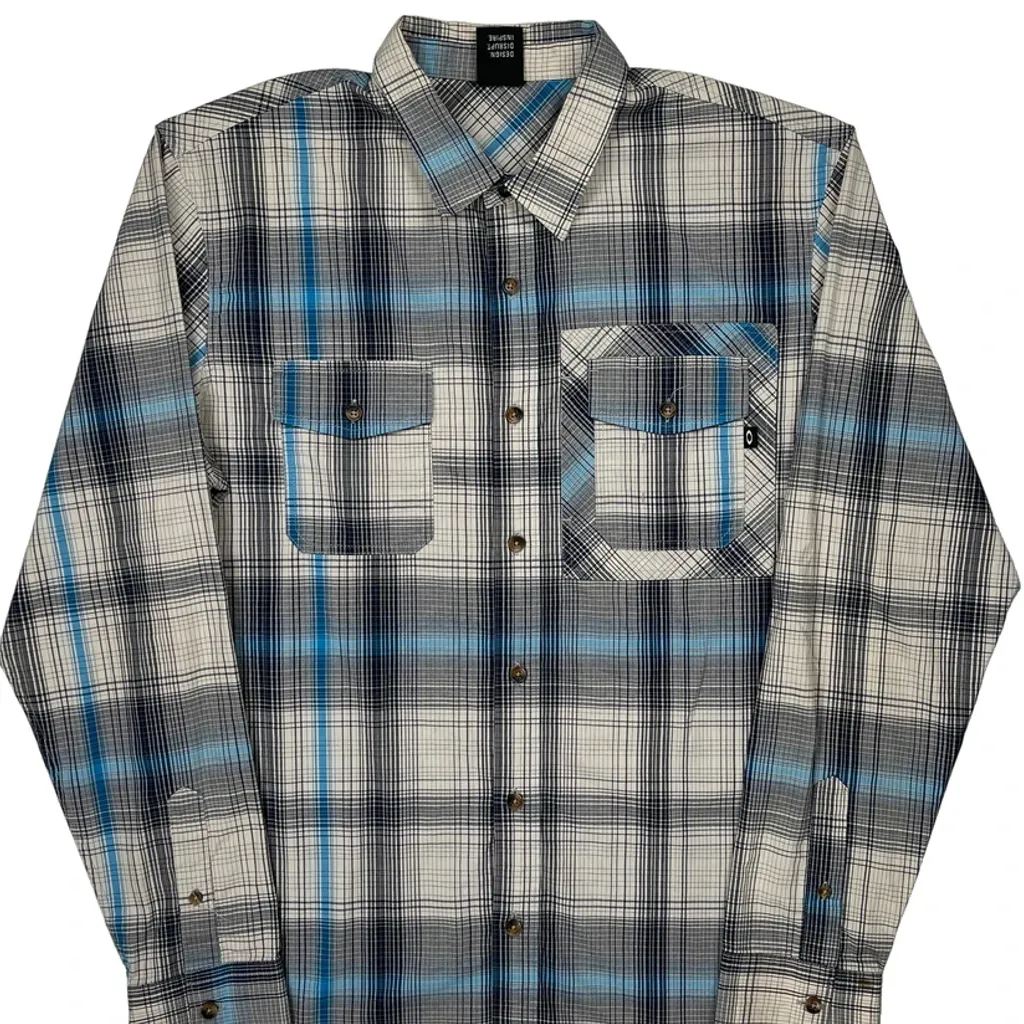 Oakley Checked Flannel Shirt - Medium Grey Cotton - Image 5