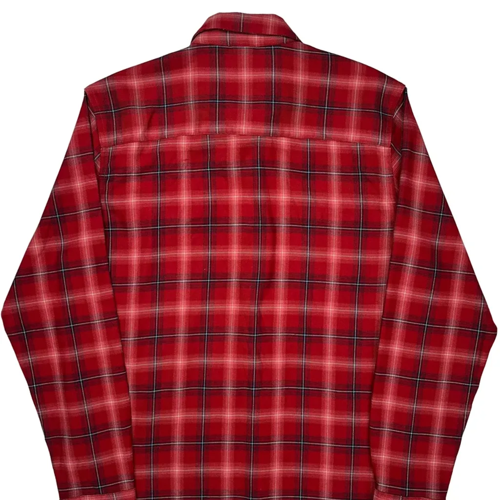 Oakley Checked Flannel Shirt - Large Red Polyester - Image 6