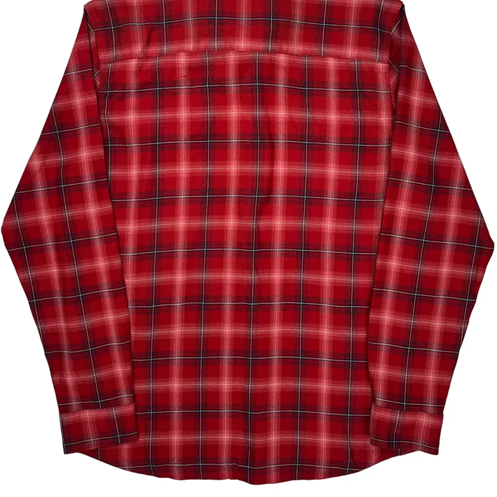 Oakley Checked Flannel Shirt - Large Red Polyester - Image 7