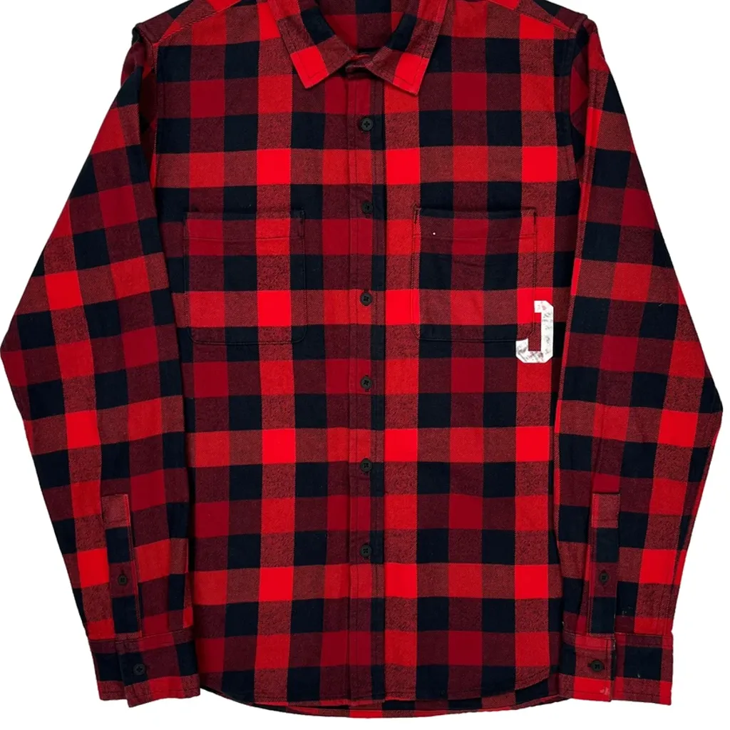 Oakley Checked Flannel Shirt - Small Red Cotton - Image 4