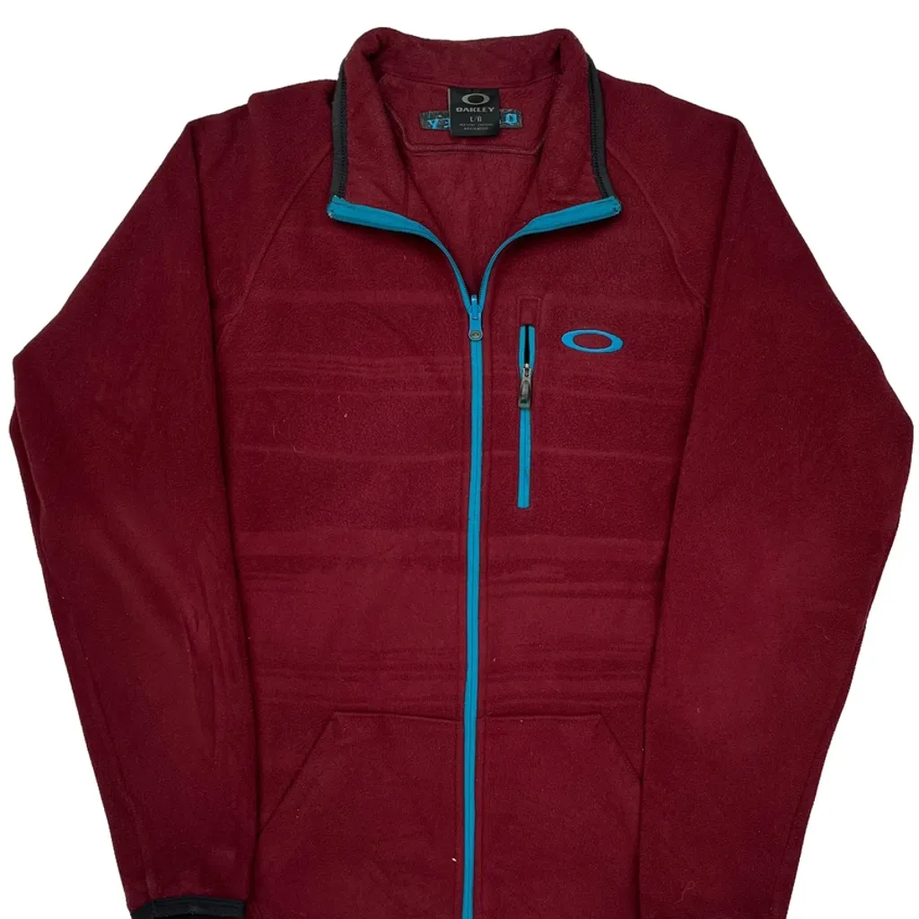 Oakley Fleece Jacket - Large Burgundy Polyester - Image 4