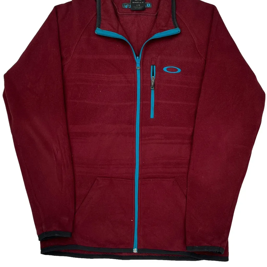 Oakley Fleece Jacket - Large Burgundy Polyester - Image 5