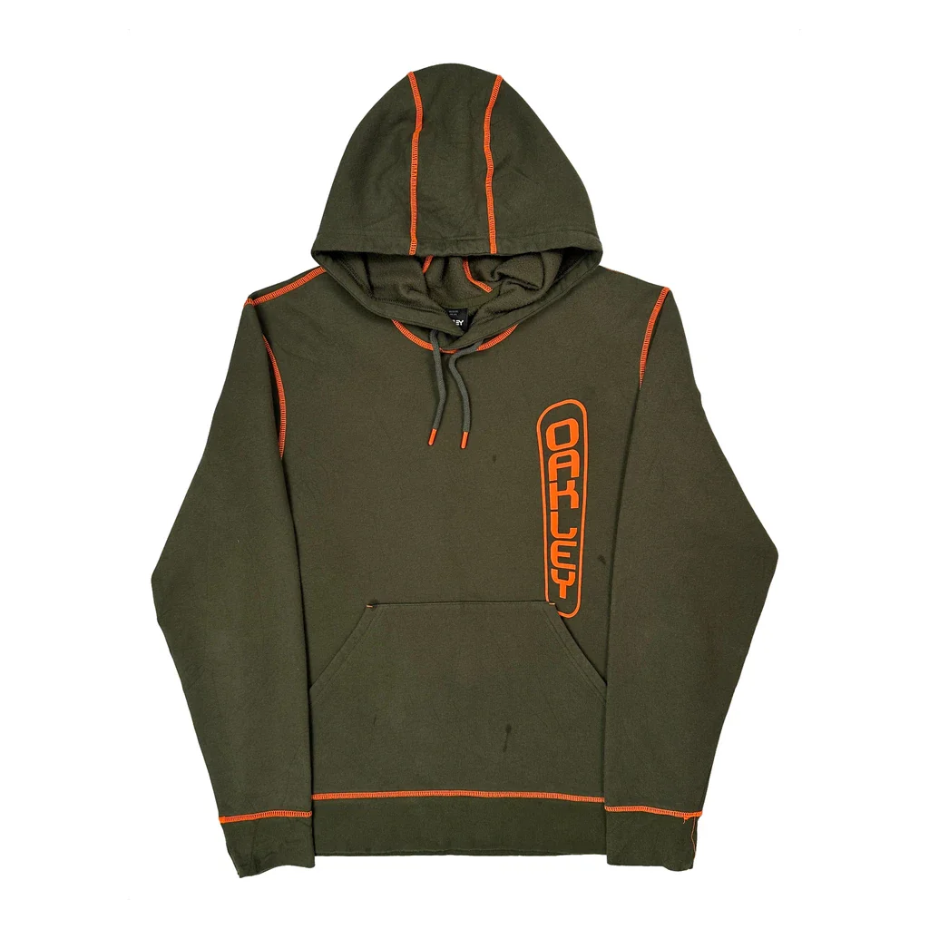 Oakley Contrast Stitch Hoodie - 2XL Green Cotton
