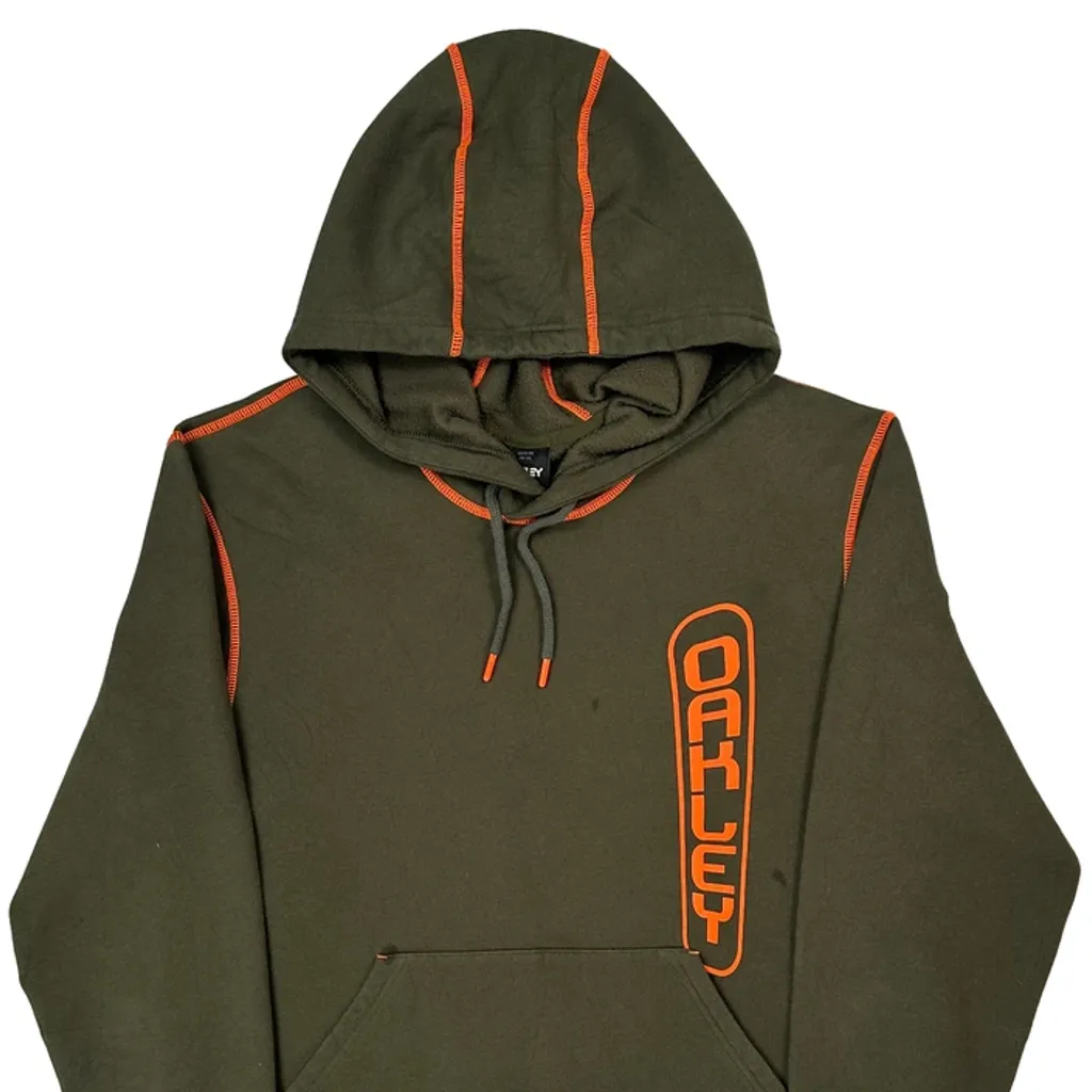 Oakley Contrast Stitch Hoodie - 2XL Green Cotton - Image 5