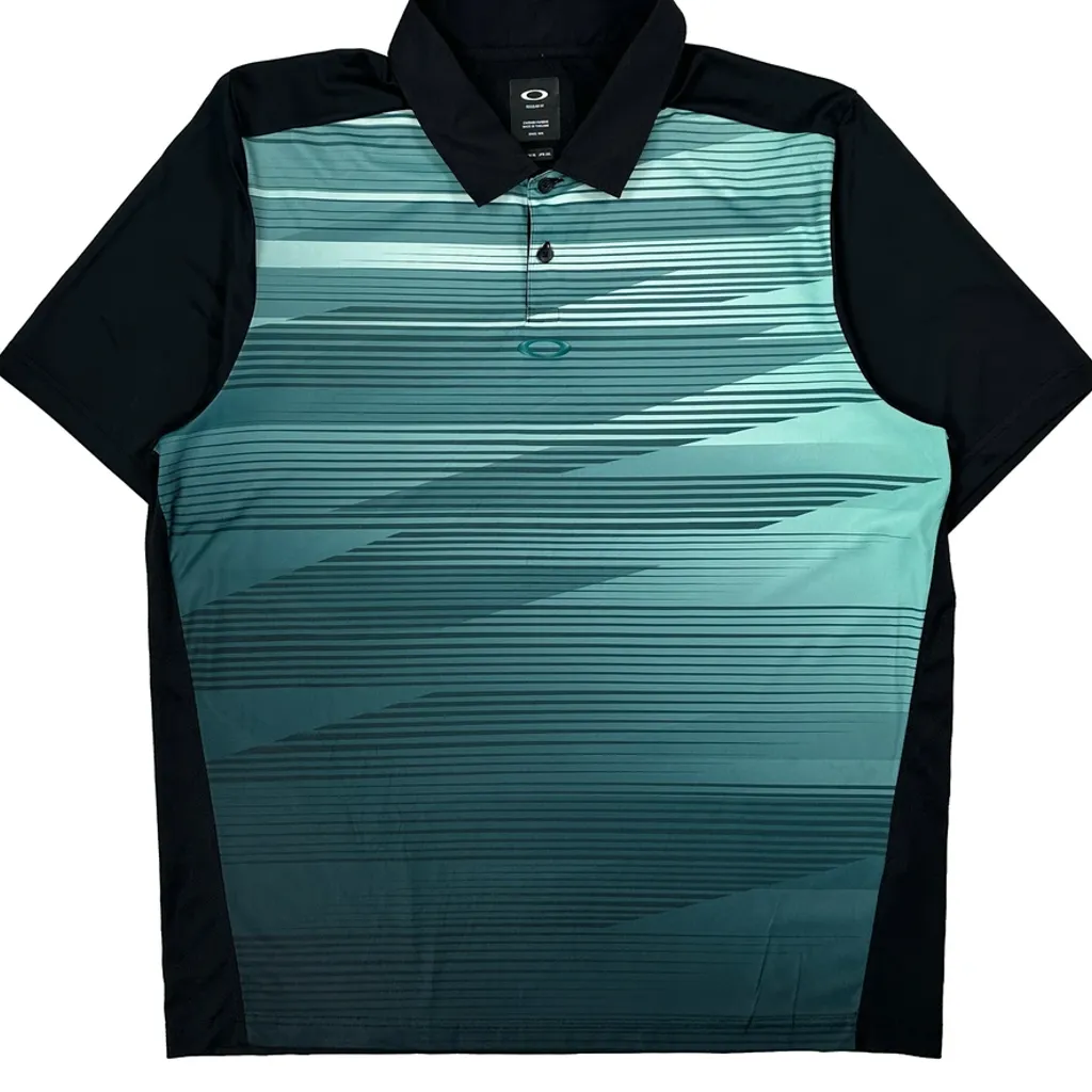 Oakley Striped Polo Shirt - XL Black Polyester - Image 4