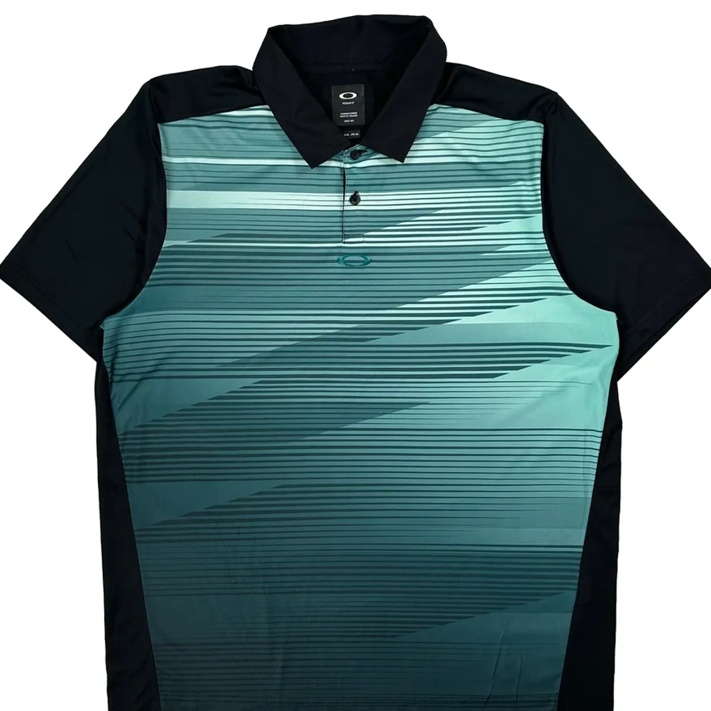 Oakley Striped Polo Shirt - XL Black Polyester - Image 5