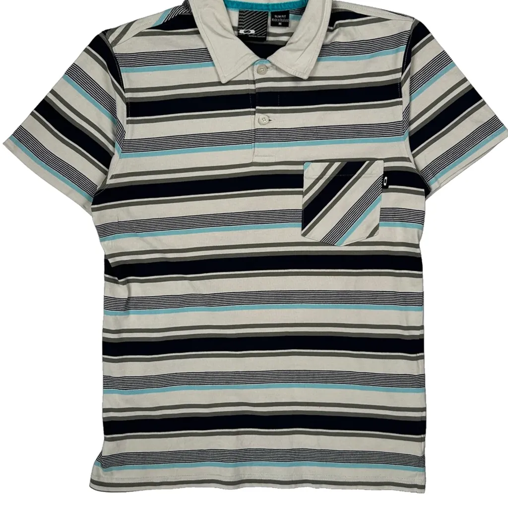 Oakley Striped Polo Shirt - Medium Multicoloured Cotton - Image 5