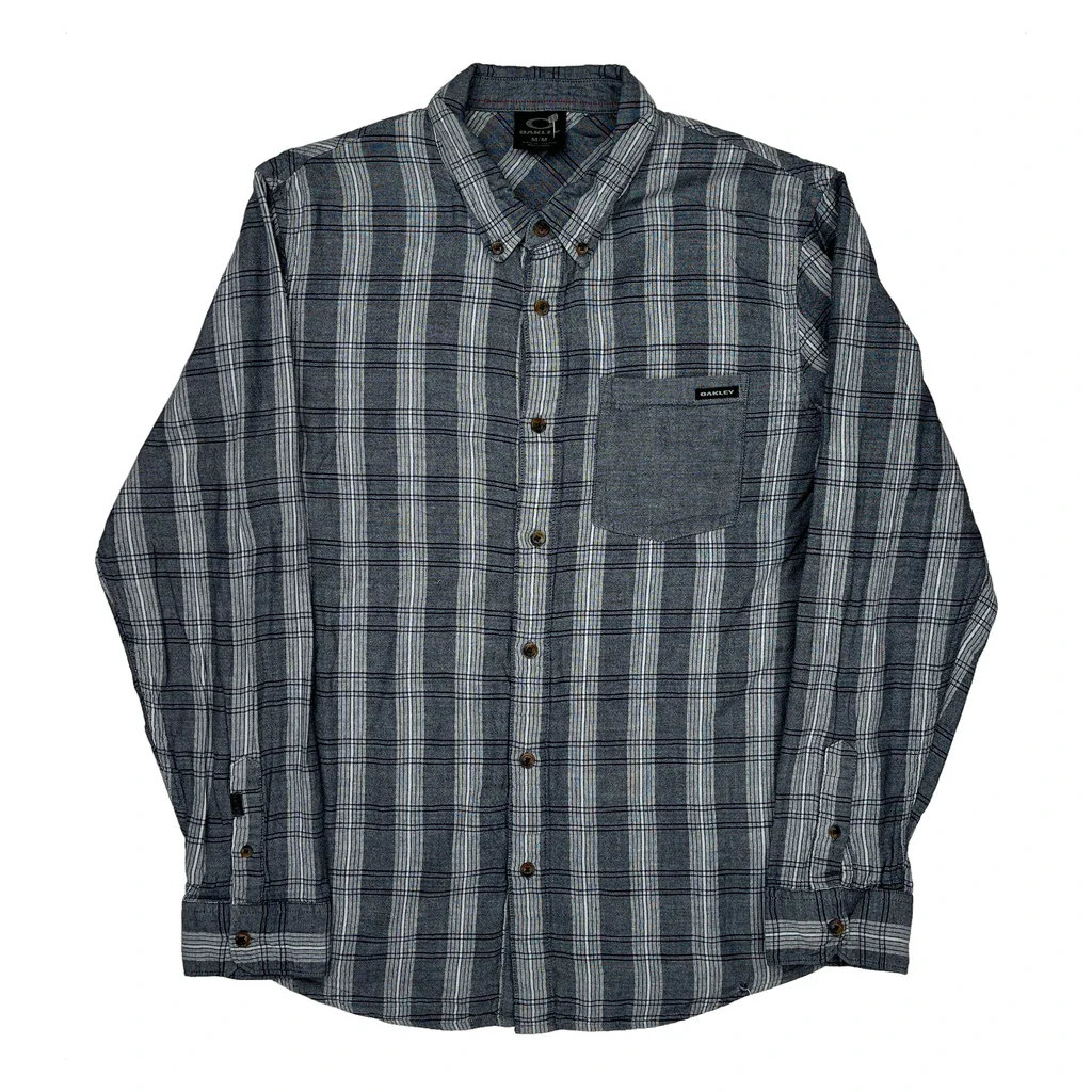 Oakley Checked Shirt - Medium Grey Cotton