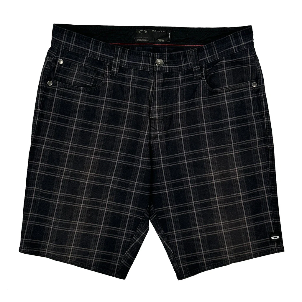 Oakley Checked Shorts - 34W 11L Black Cotton - Image 2
