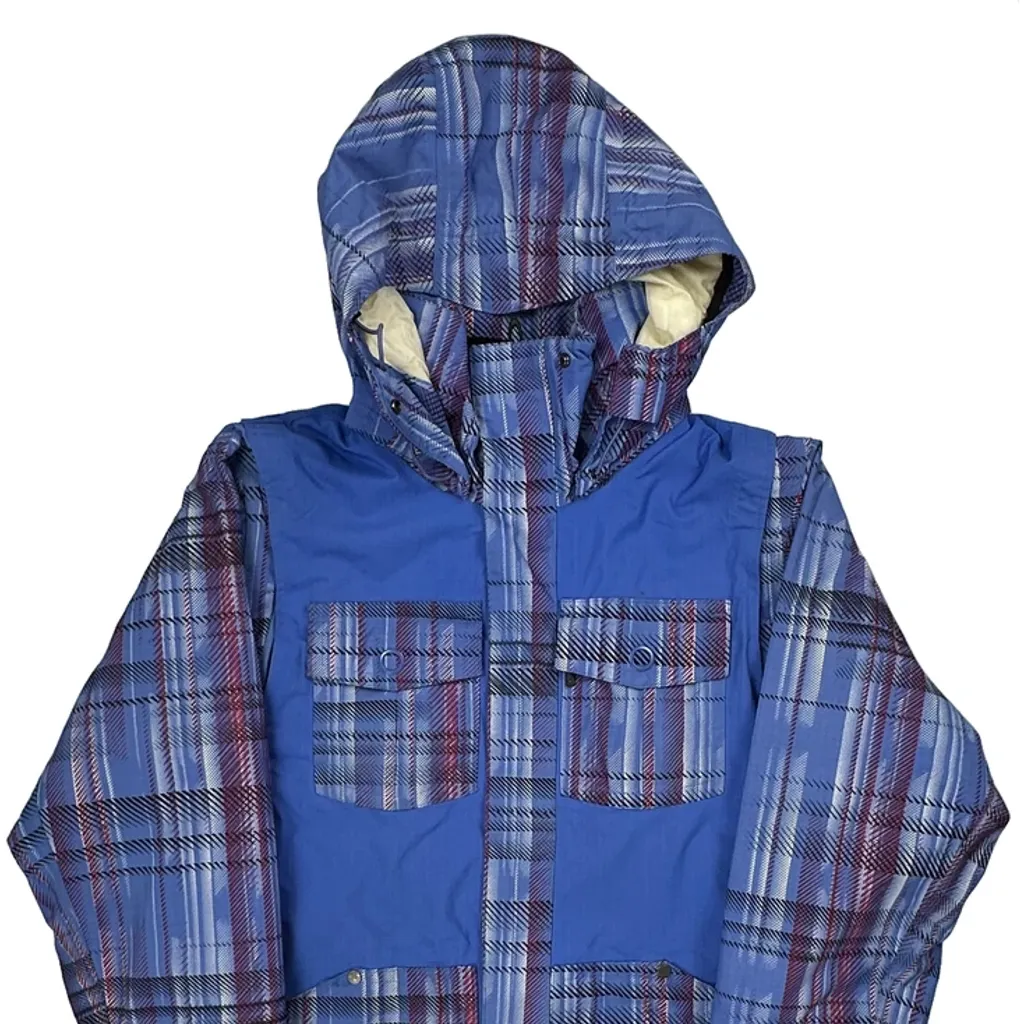 Oakley Checked Ski Jacket - Medium Blue Polyester - Image 4