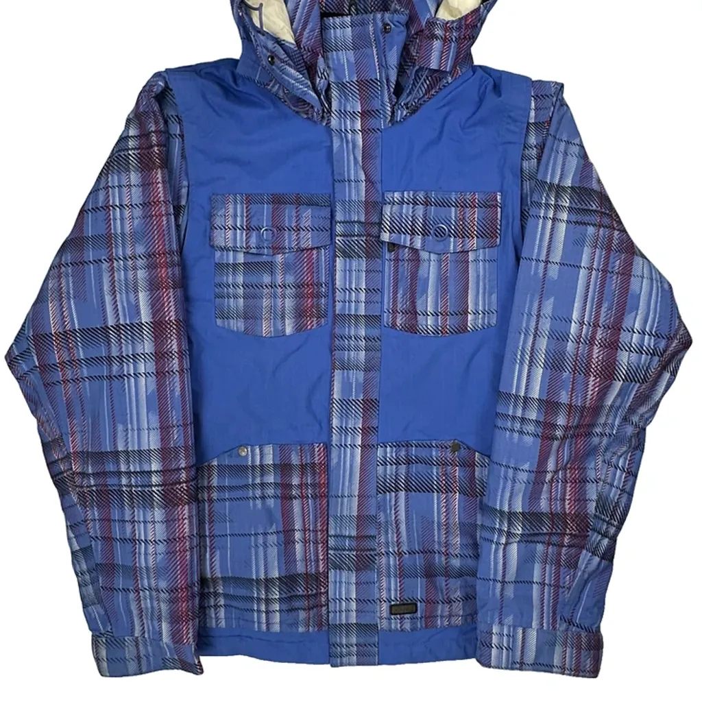 Oakley Checked Ski Jacket - Medium Blue Polyester - Image 5
