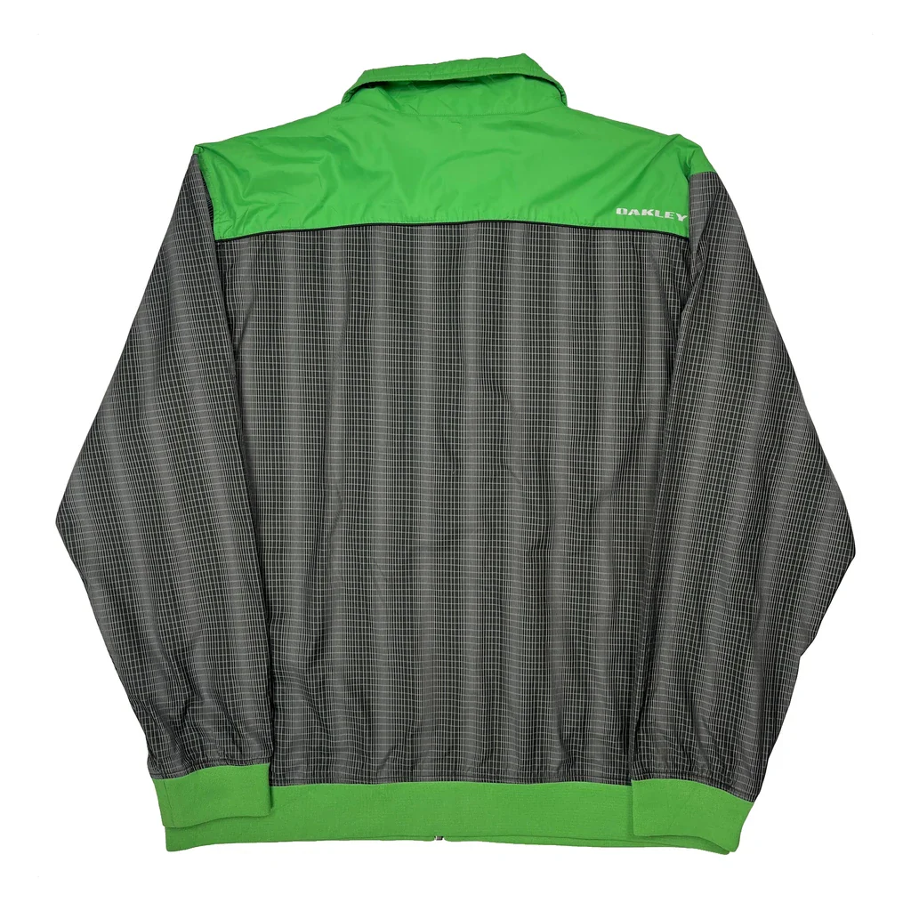Oakley Checked Windbreaker - 2XL Green Polyester - Image 2