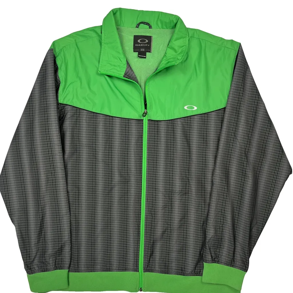 Oakley Checked Windbreaker - 2XL Green Polyester - Image 4