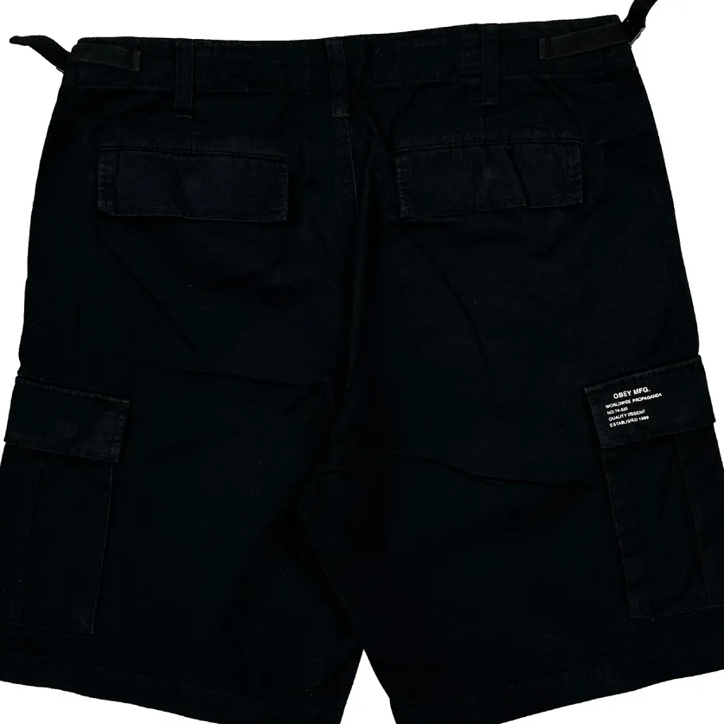 Obey Cargo Shorts - 33W 11L Black Cotton - Image 7