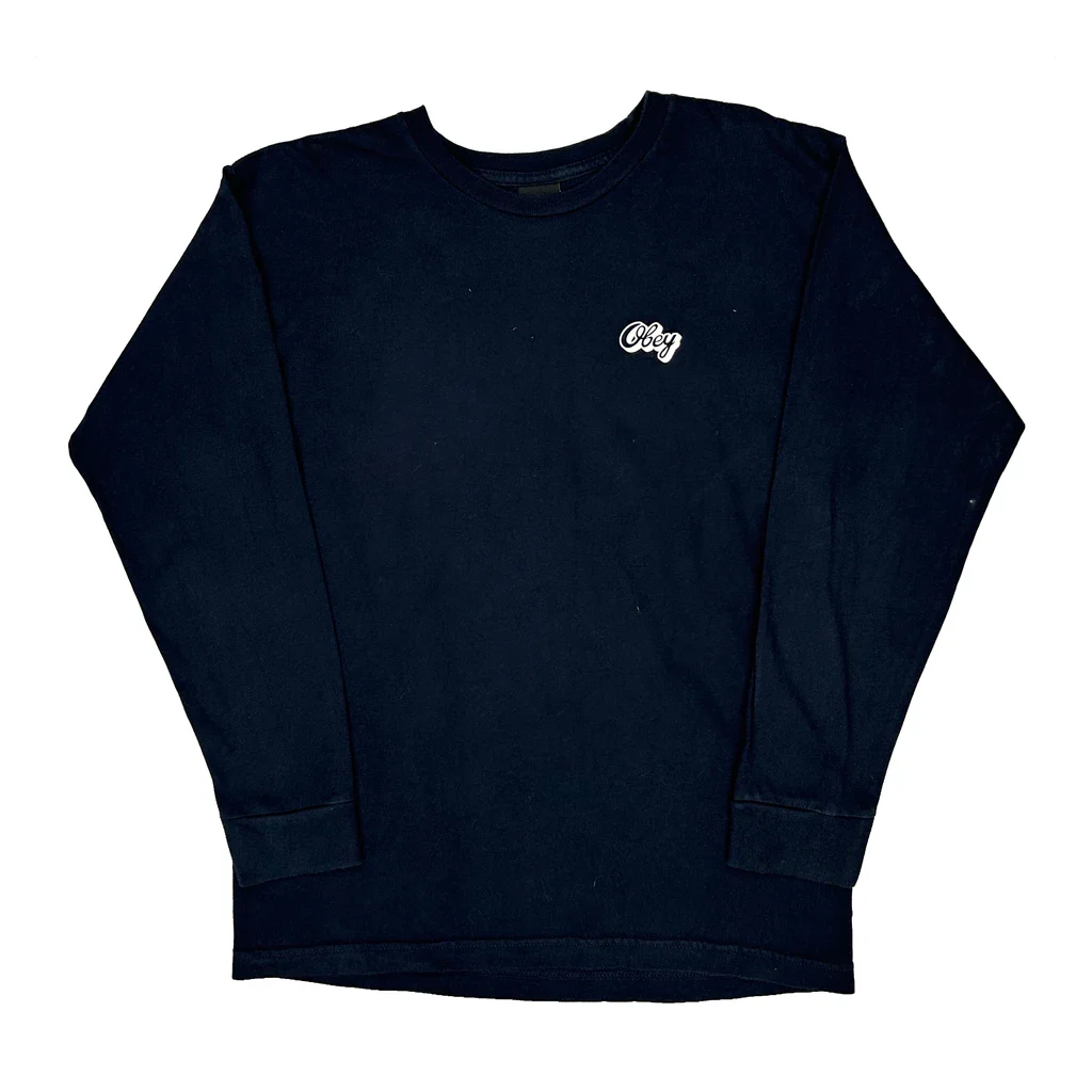 Obey Long Sleeve T-Shirt - Medium Black Cotton
