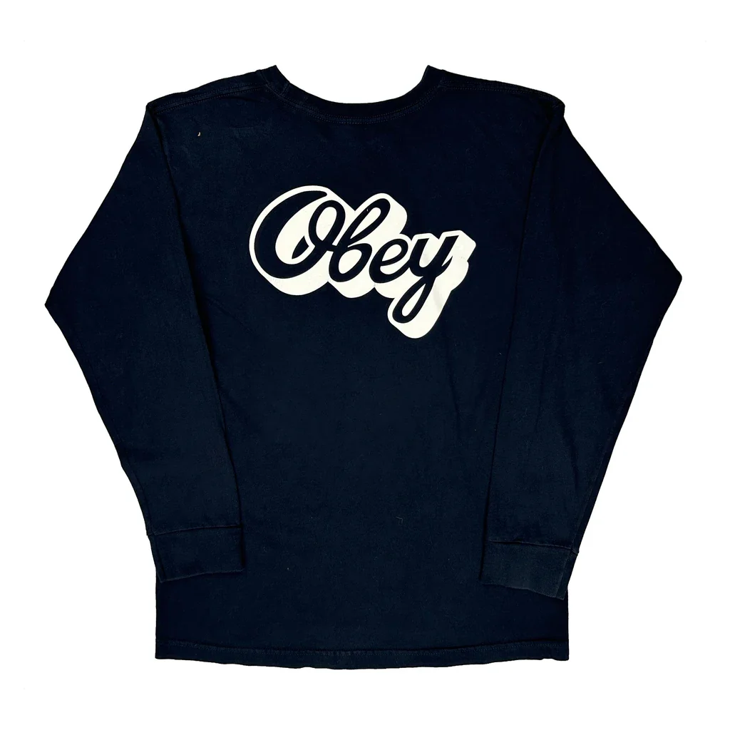 Obey Long Sleeve T-Shirt - Medium Black Cotton - Image 2