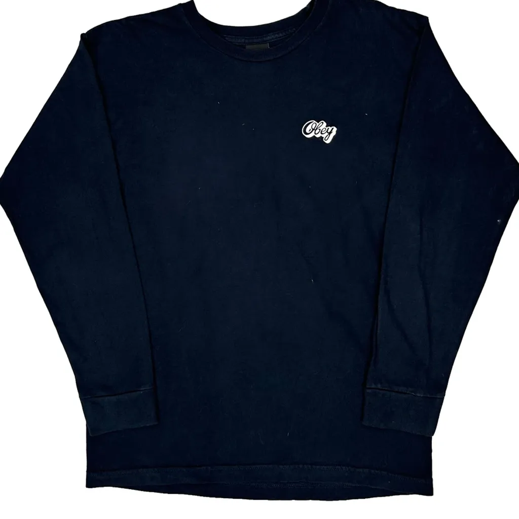 Obey Long Sleeve T-Shirt - Medium Black Cotton - Image 5