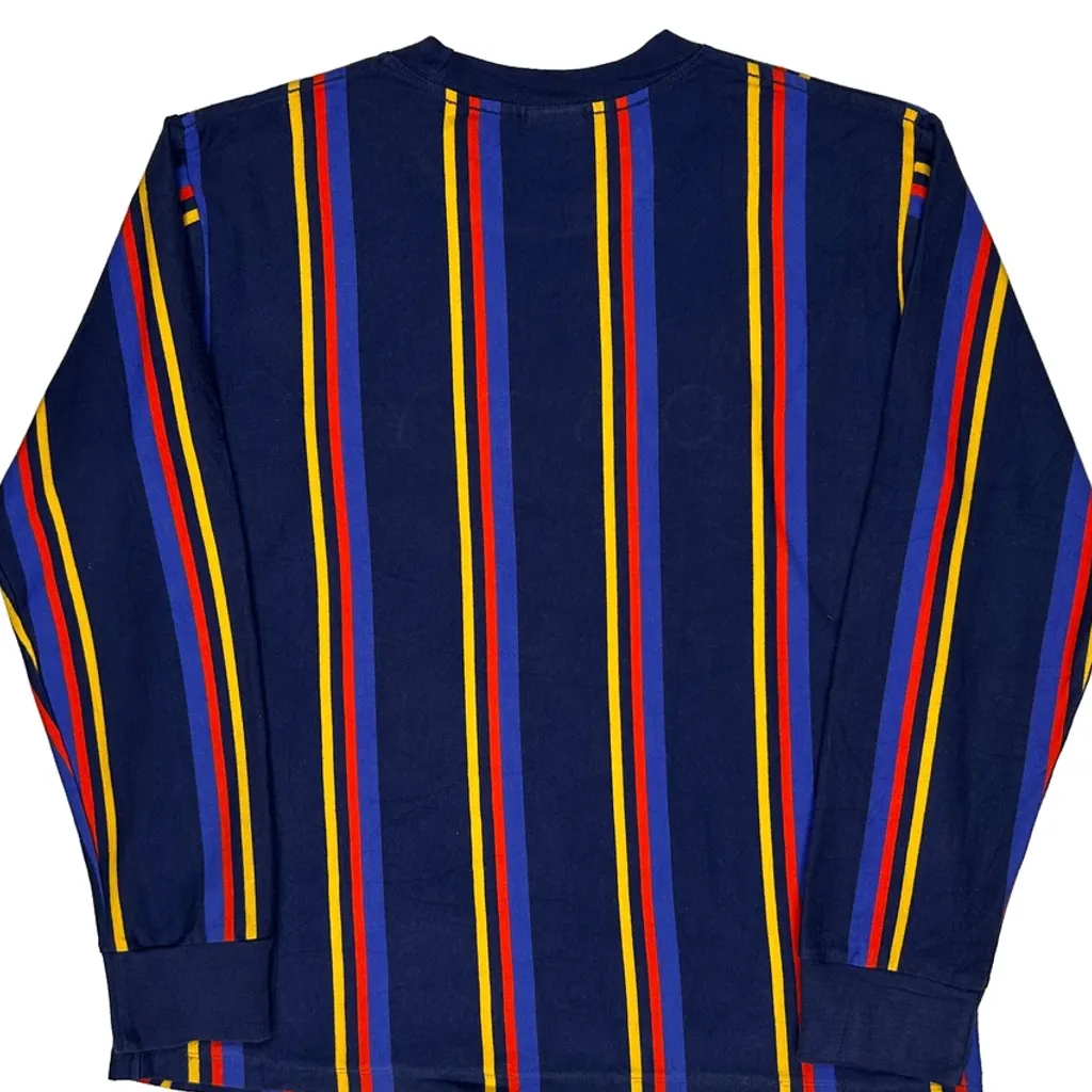 Obey Striped Long Sleeve T-Shirt - Medium Blue Cotton - Image 6