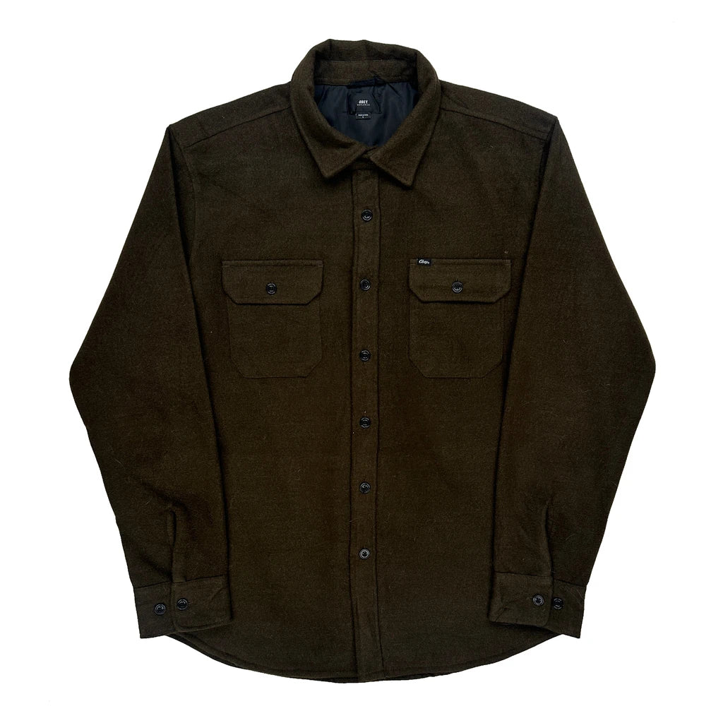 Obey Overshirt - Large Brown Polyester
