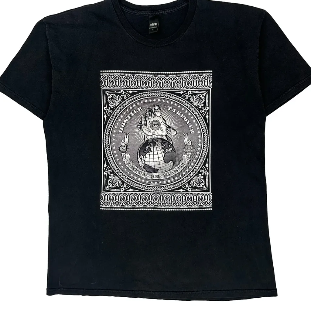 Obey Graphic T-Shirt - Large Black Cotton - Image 4