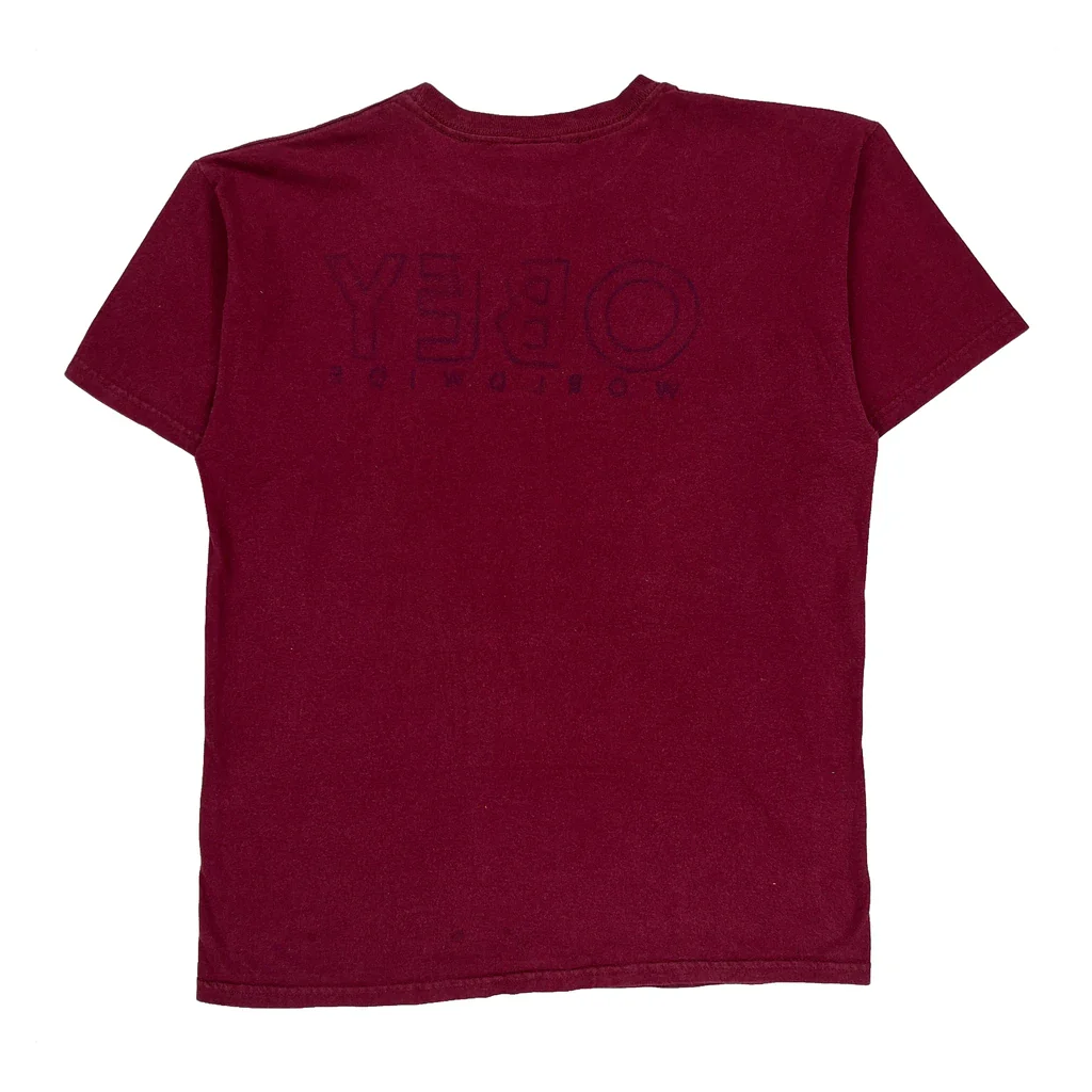 Obey Graphic T-Shirt - Medium Red Cotton - Image 2