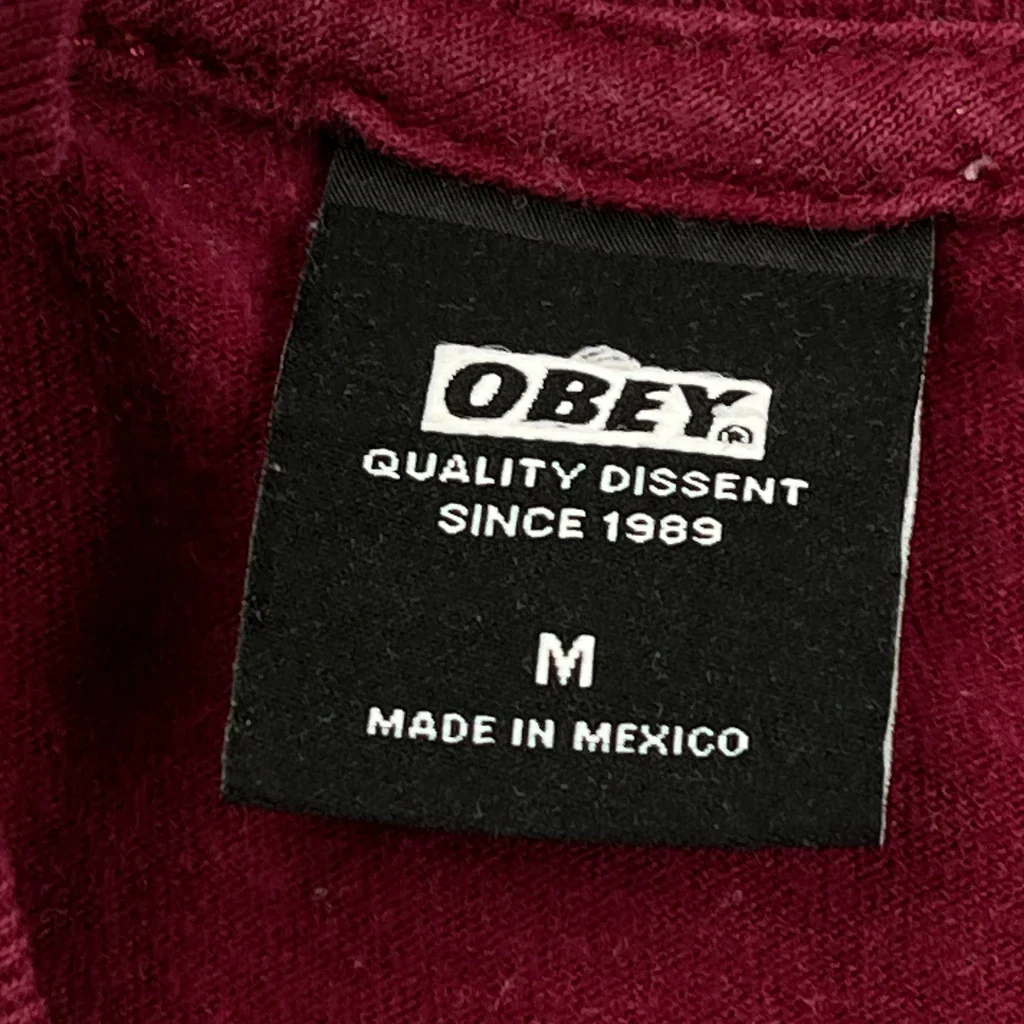Obey Graphic T-Shirt - Medium Red Cotton - Image 3