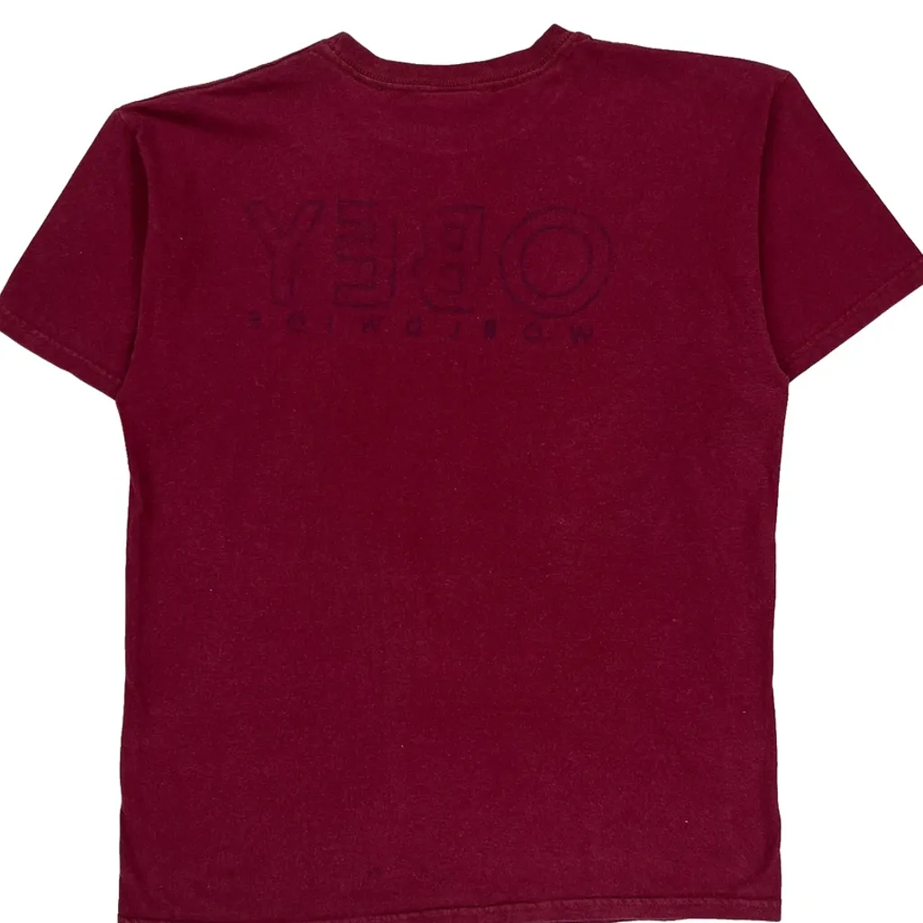Obey Graphic T-Shirt - Medium Red Cotton - Image 7