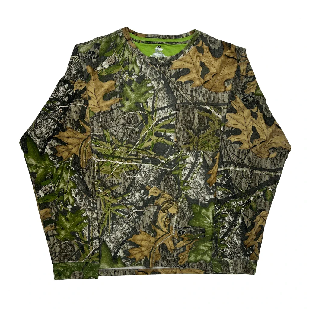 Obsession Mossy Oak Long Sleeve T-Shirt - Large Camo Cotton Blend