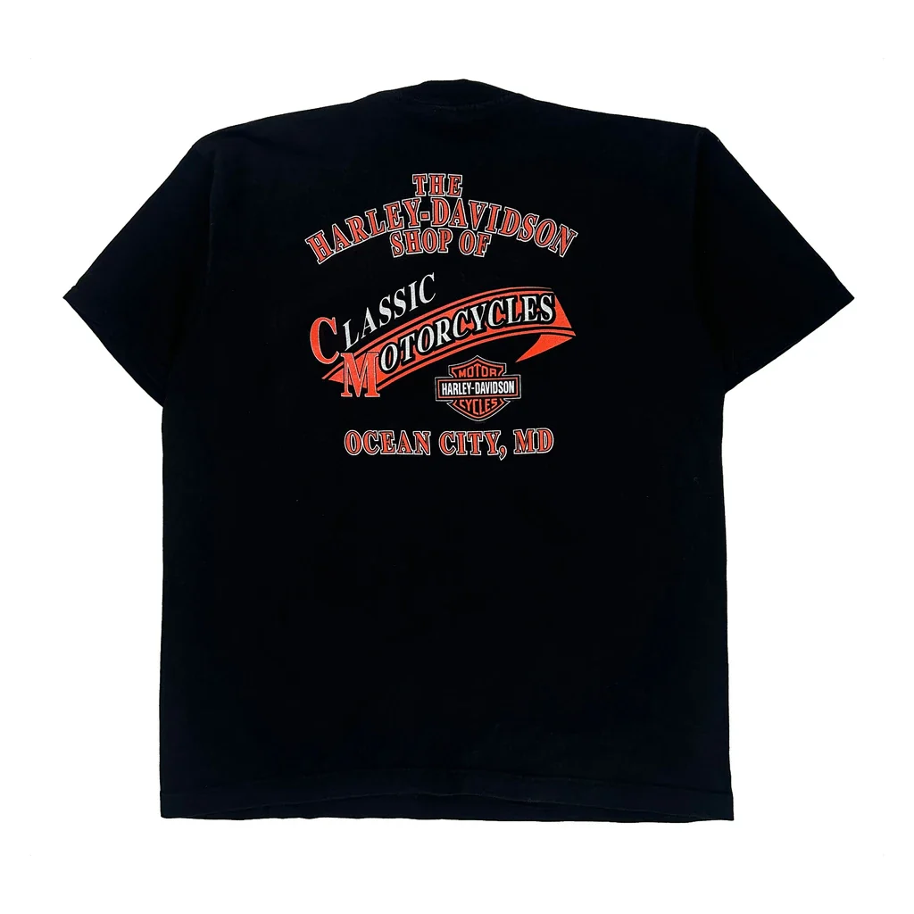 Ocean City, Md Harley Davidson Graphic T-Shirt - Large Black Cotton - Image 2