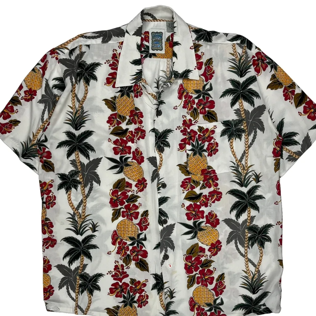 Ocean Current Floral Hawaiian Shirt - XL White Viscose - Image 5