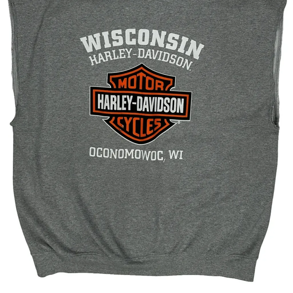 Oconomowoc, Wi Harley Davidson Graphic Hoodie - XL Grey Cotton Blend - Image 9