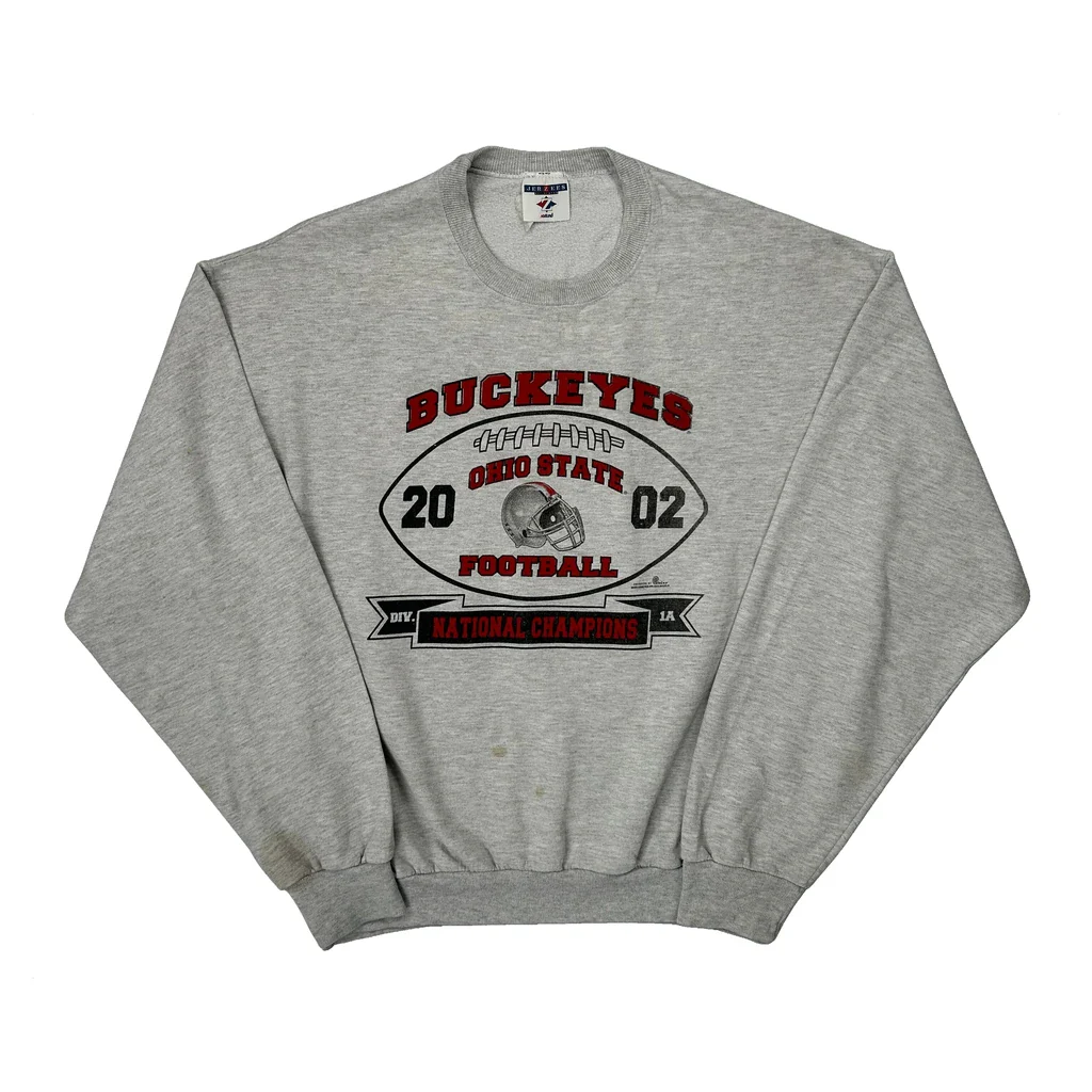 Ohio State Buckeyes Jerzees Football Sweatshirt - Medium Grey Cotton