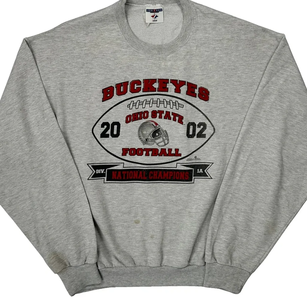 Ohio State Buckeyes Jerzees Football Sweatshirt - Medium Grey Cotton - Image 5