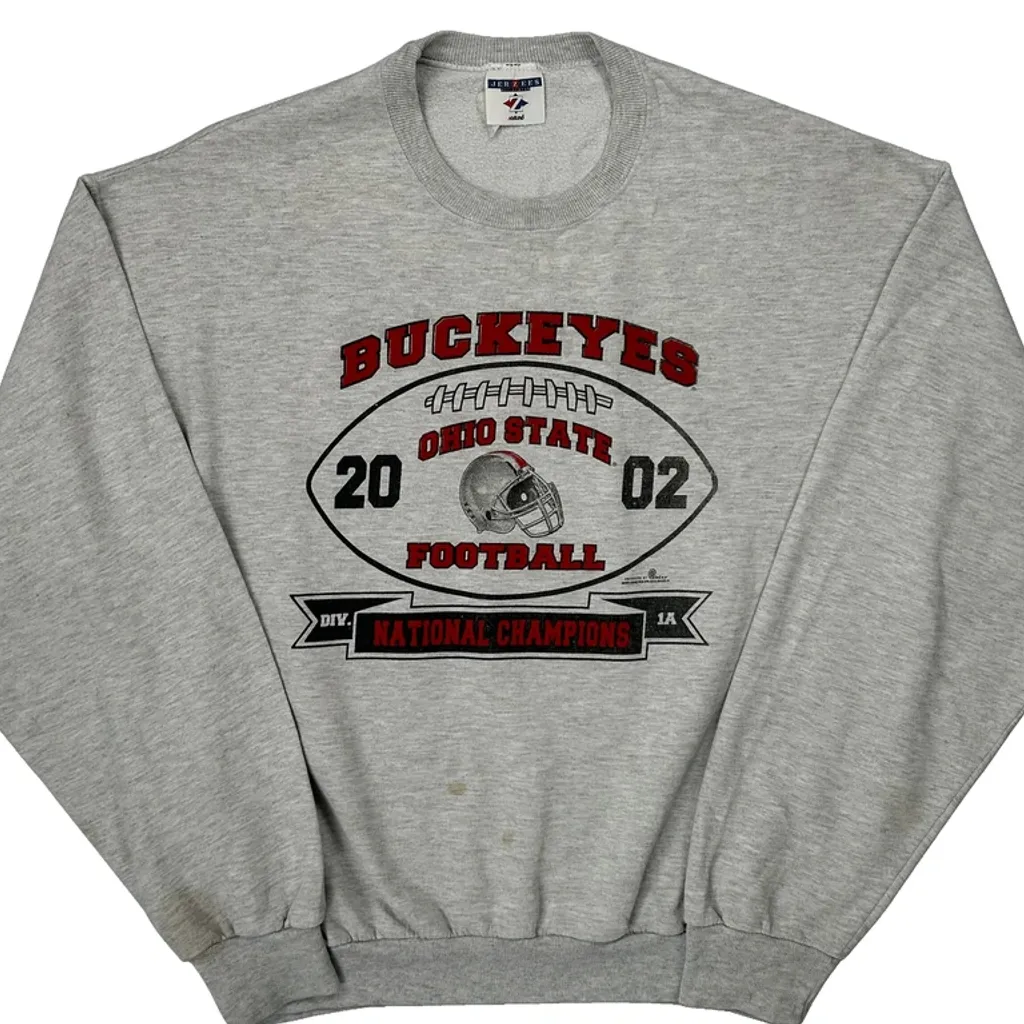 Ohio State Buckeyes Jerzees Football Sweatshirt - Medium Grey Cotton - Image 6