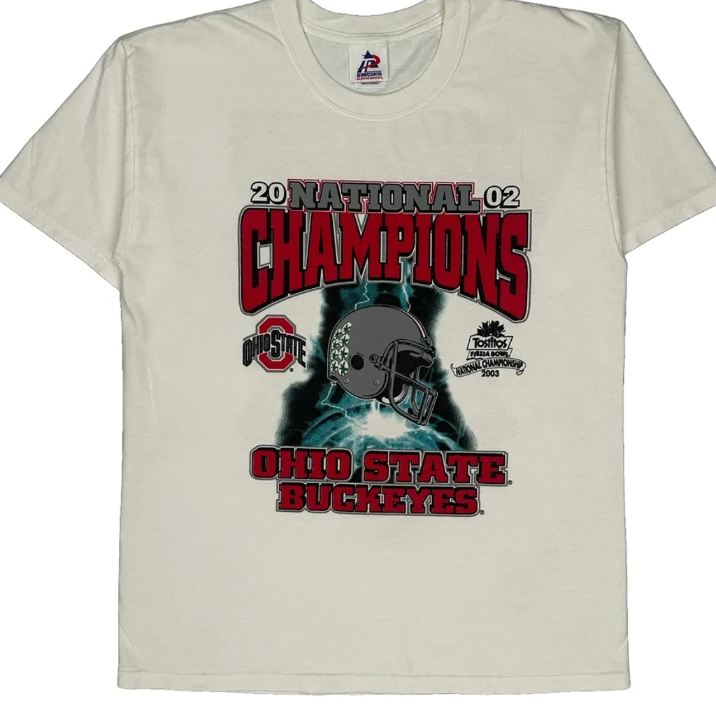 Ohio State Buckeyes Tri Lake Single Stitch T-Shirt - Large White Cotton - Image 6