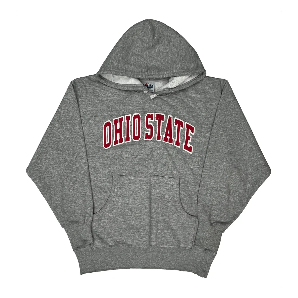 Ohio State Majestic College Hoodie - Large Grey Cotton Blend
