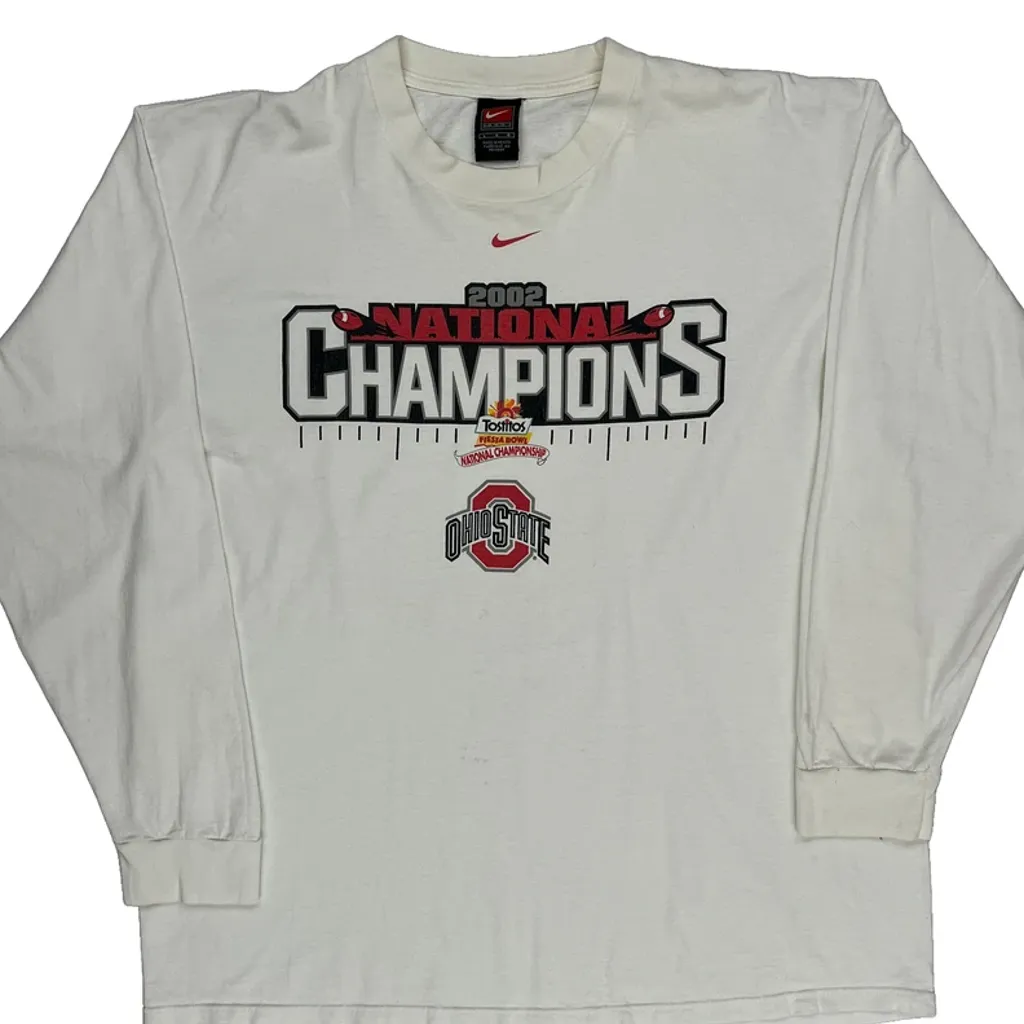 Ohio State National Champions 2002 Nike Long Sleeve T-Shirt - Large White Cotton - Image 5