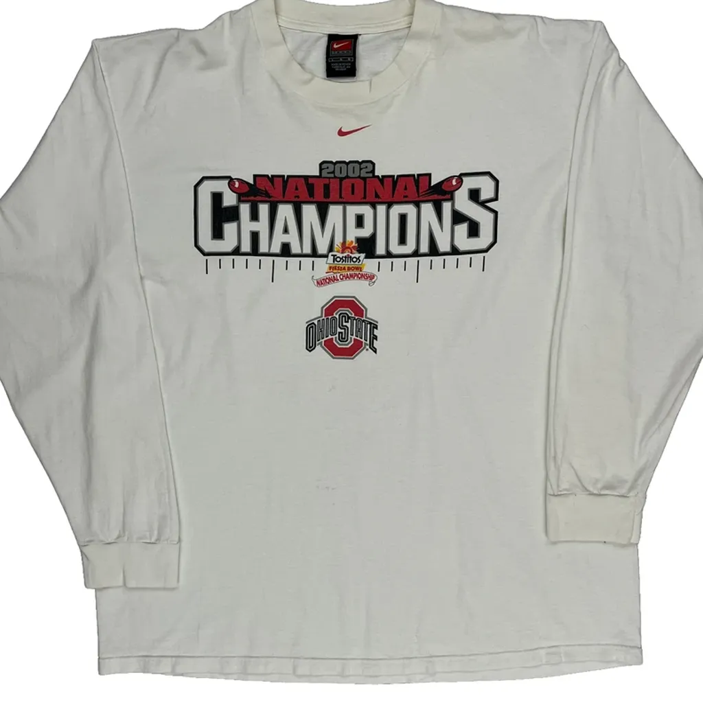 Ohio State National Champions 2002 Nike Long Sleeve T-Shirt - Large White Cotton - Image 6