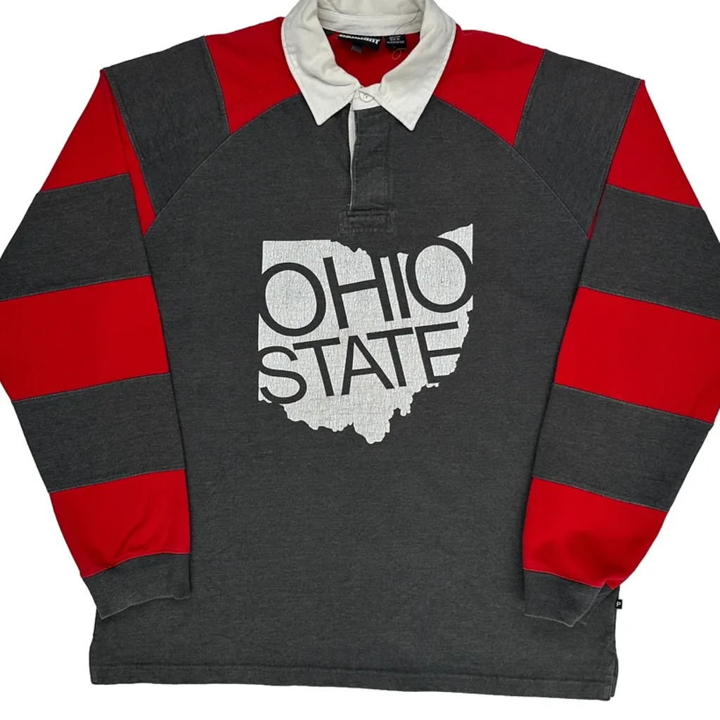 Ohio State Pennant College Rugby Shirt - XL Grey Cotton - Image 4