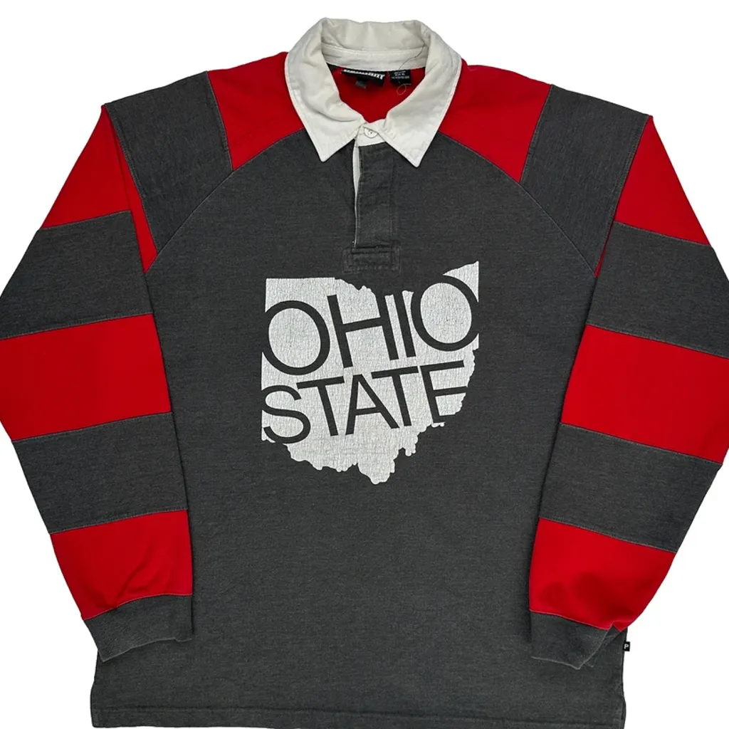 Ohio State Pennant College Rugby Shirt - XL Grey Cotton - Image 5