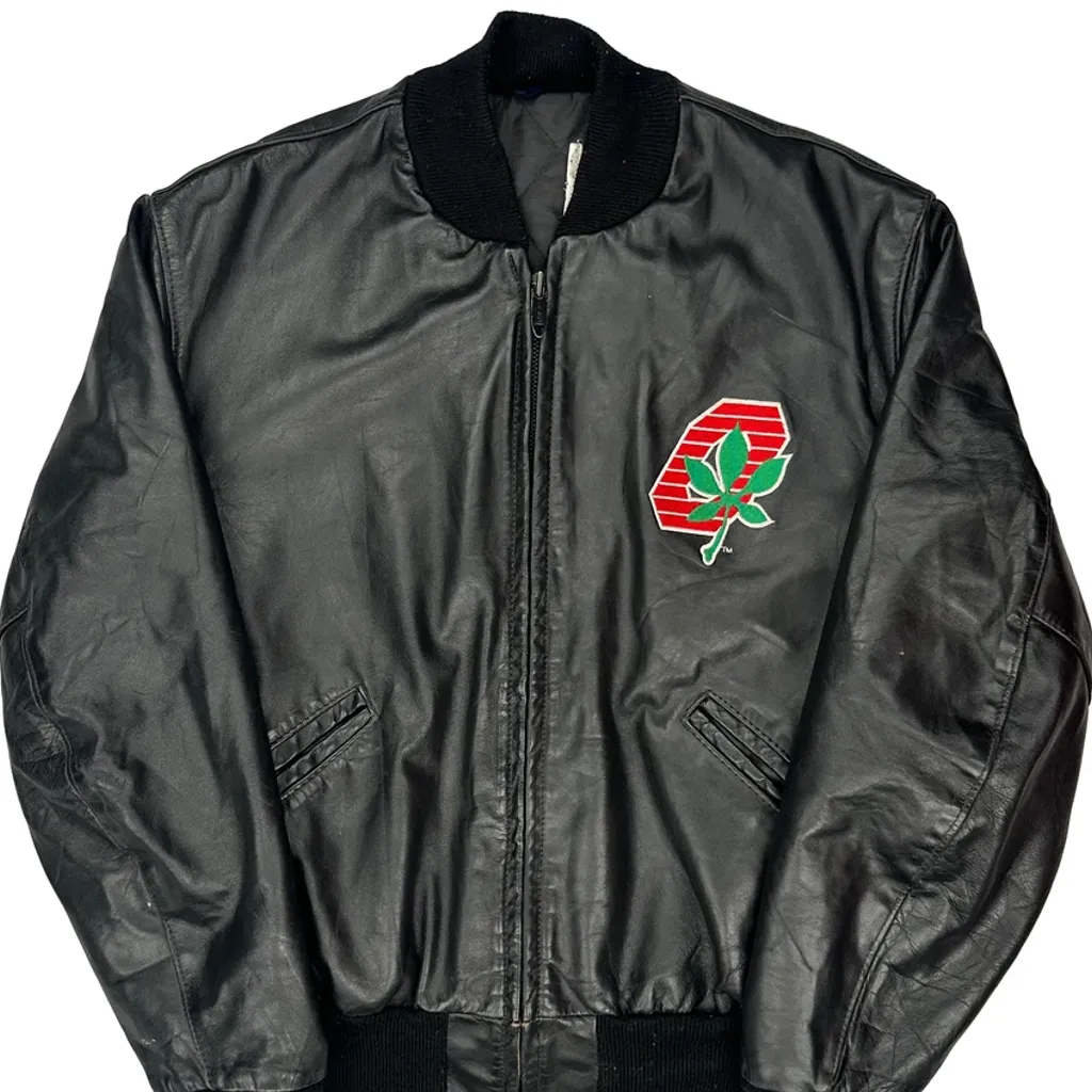 Ohio State Unbranded Leather Jacket - Large Black Leather - Image 5