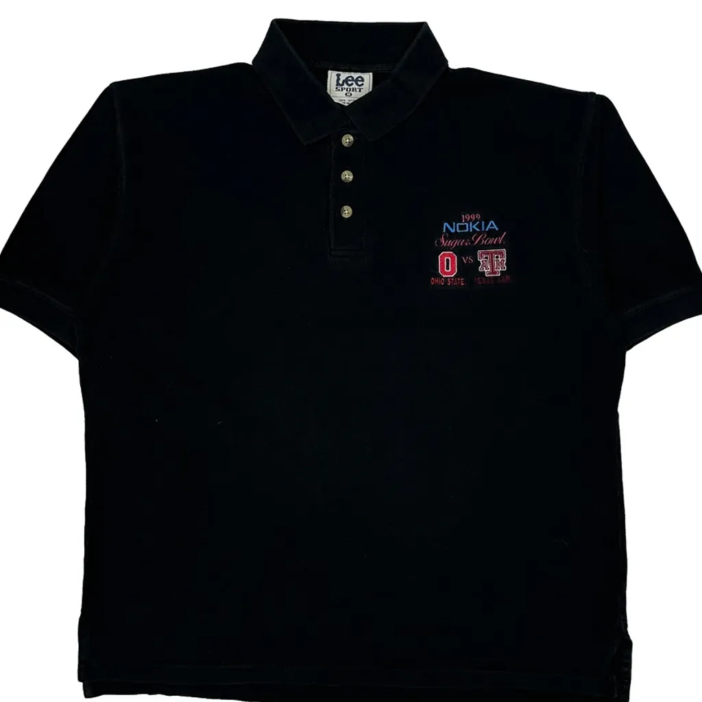 Ohio State Vs Texas Lee Sport Graphic Polo Shirt - Medium Black Cotton - Image 5