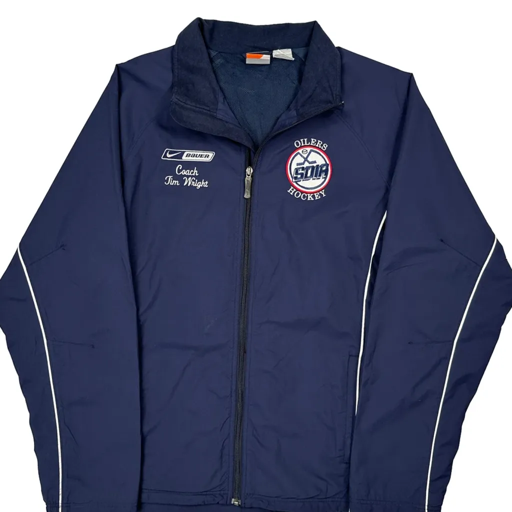 Oilers Hockey Nike Jacket - Large Navy Polyester - Image 5